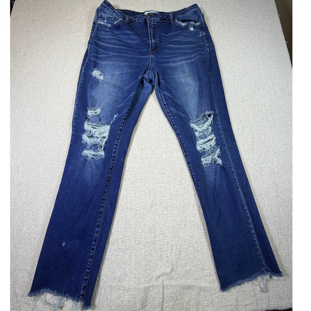 Mica Los Angeles Women 32 Blue Destroyed Tapered Skater Y2K Hippie Trendy Jeans